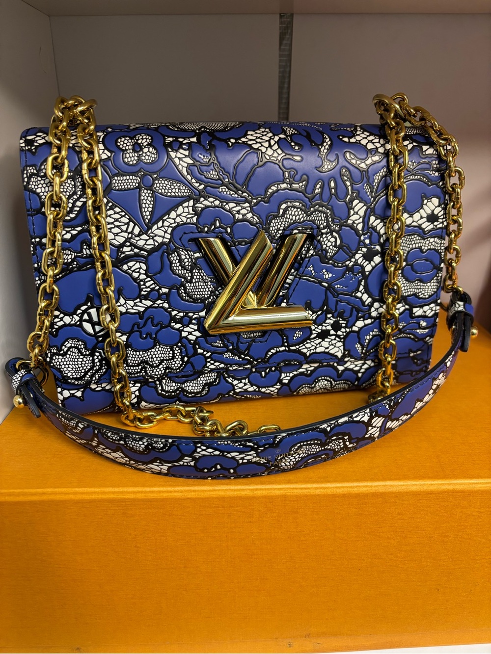 Louis Vuitton Blue Floral Twist MM Shoulder Bag